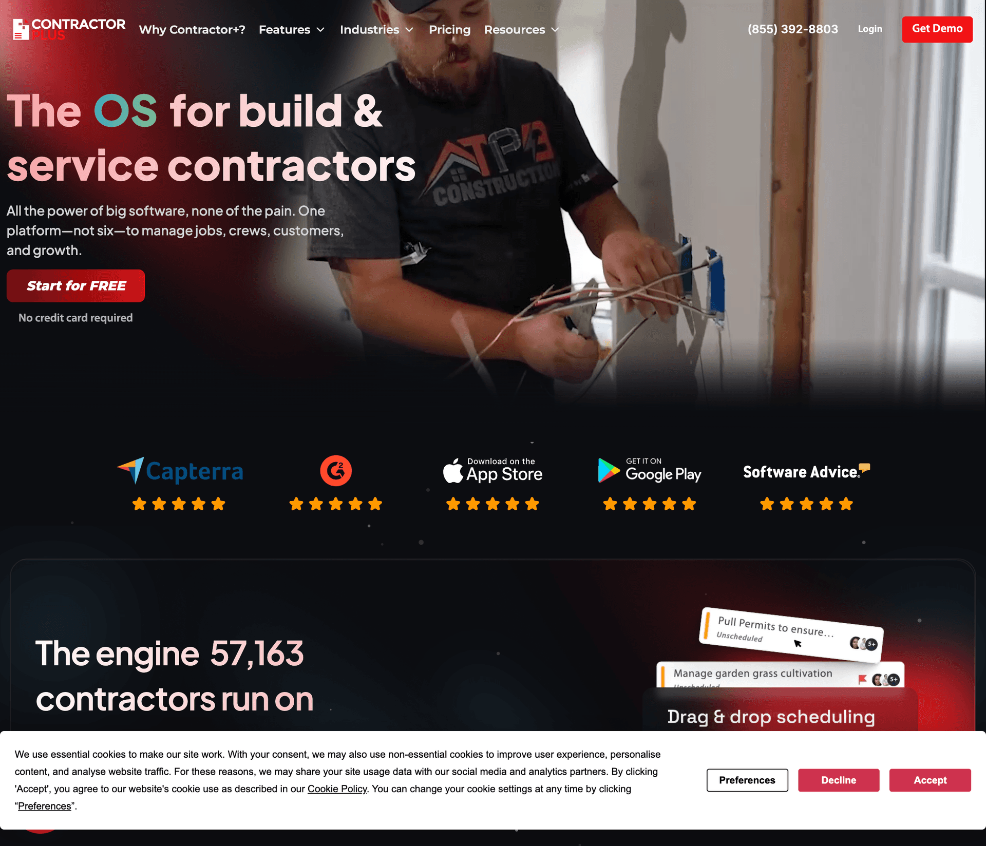 Contractor+ app showing estimate and invoice features for plumbers