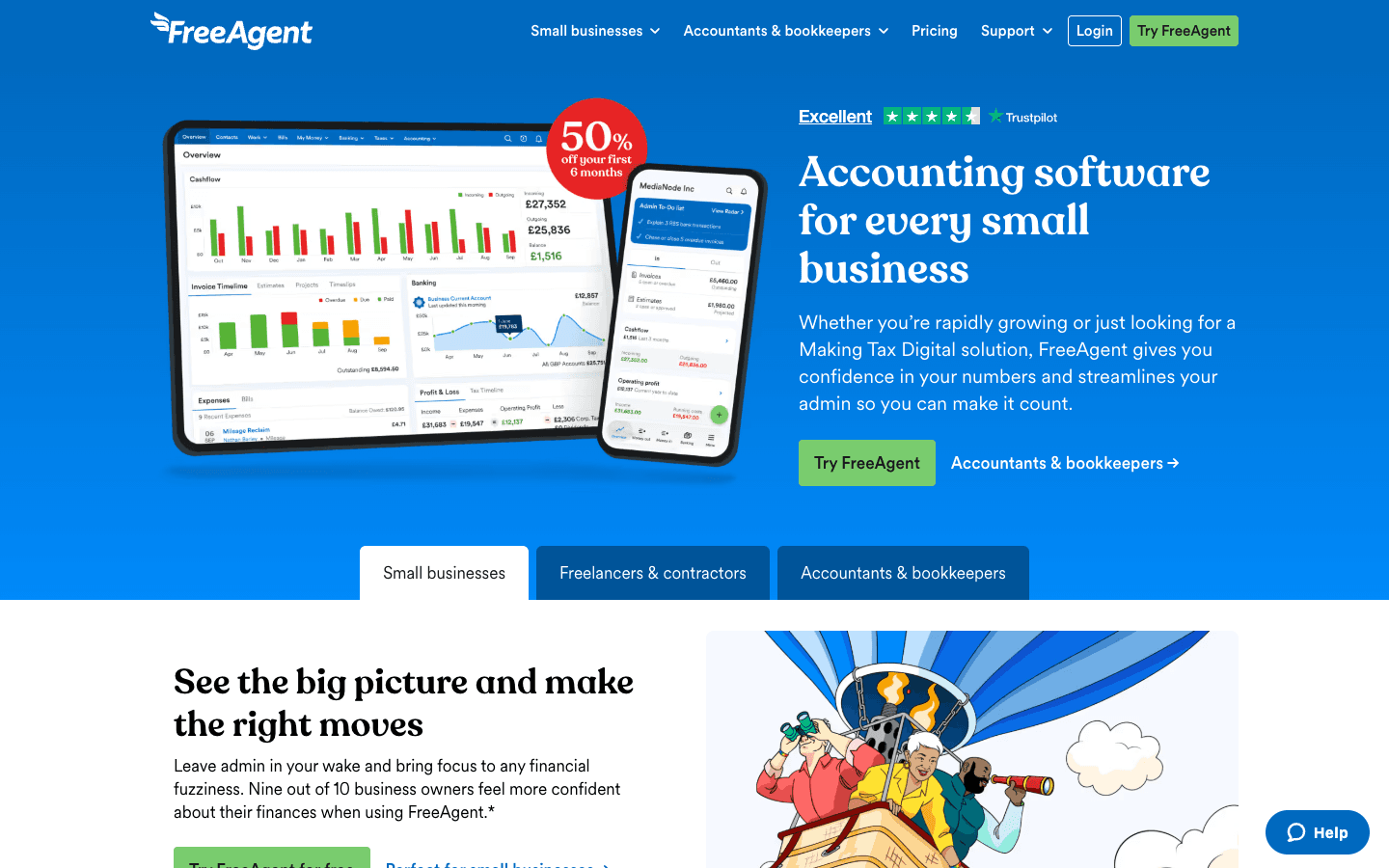 FreeAgent accounting dashboard for self-employed plumbers